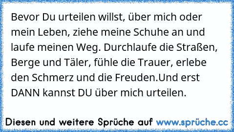 Spruch bevor du urteilen willst über mich oder mein leben